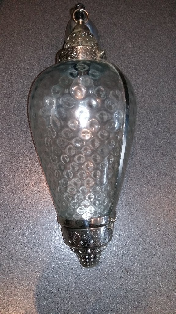 hang lamp glas zilver metaal, Gebruikt, Glas, Chericoni venezia, E27 (groot)
