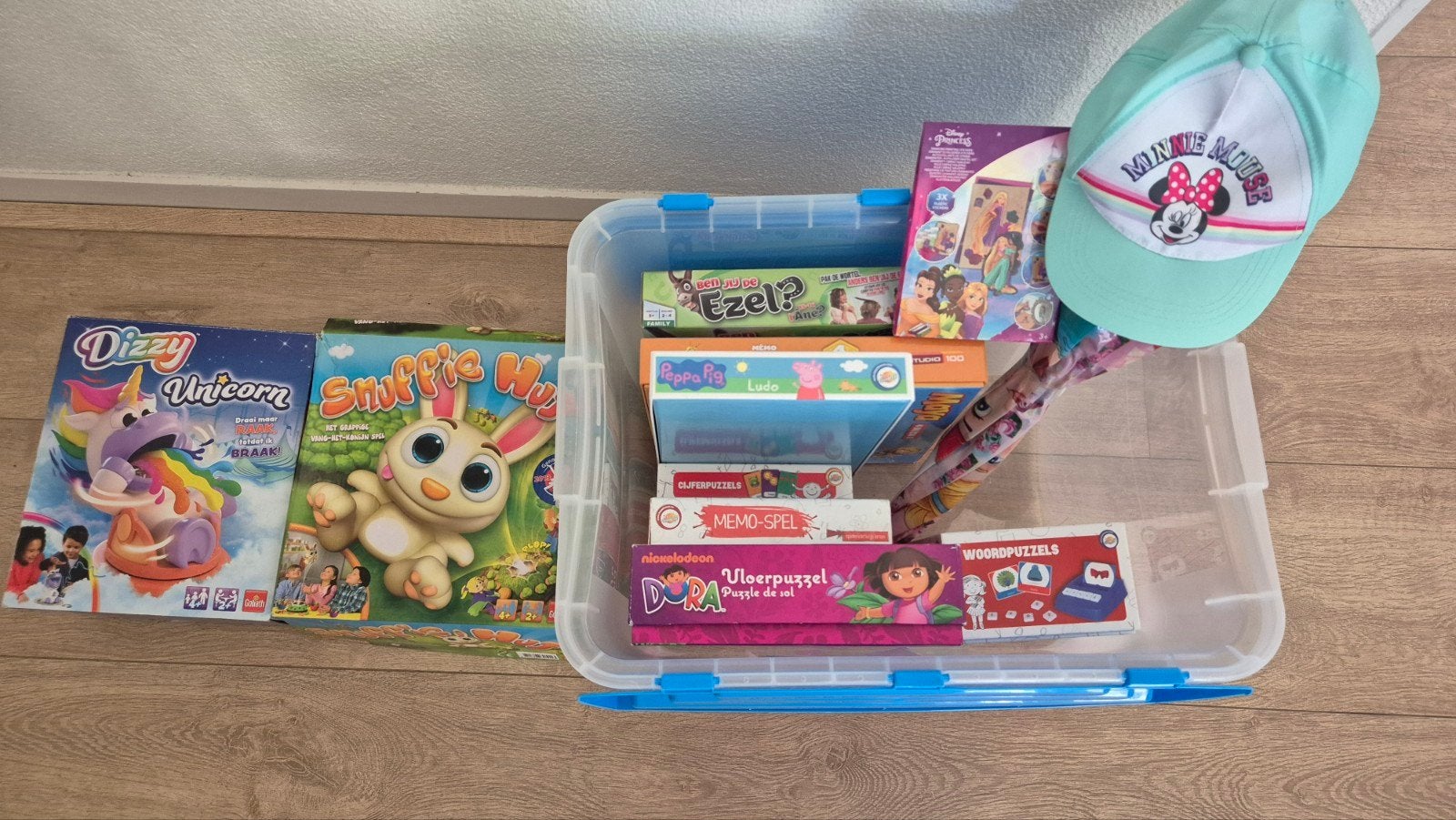 Grote doos vol spelletjes en puzzels, Ophalen, Meer dan 50 stukjes, Gebruikt, 4 tot 6 jaar