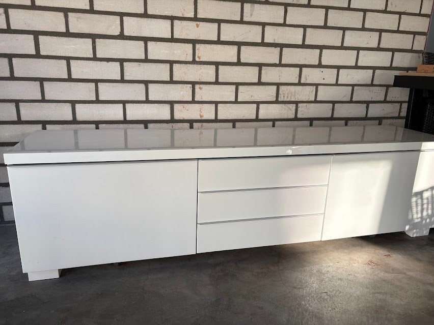 IKEA BESTÅ BURS TV-meubel - Hoogglans Wit - Goede Staat, Ophalen, 150 tot 200 cm, Zo goed als nieuw, Minder dan 100 cm