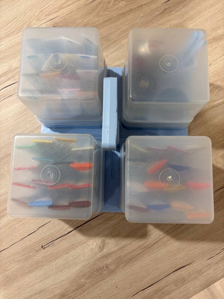 Tri-Chem vintage textielverf set met organizer en boxen, Hobby en Vrije tijd, Ophalen of Verzenden, Gebruikt, Overige typen