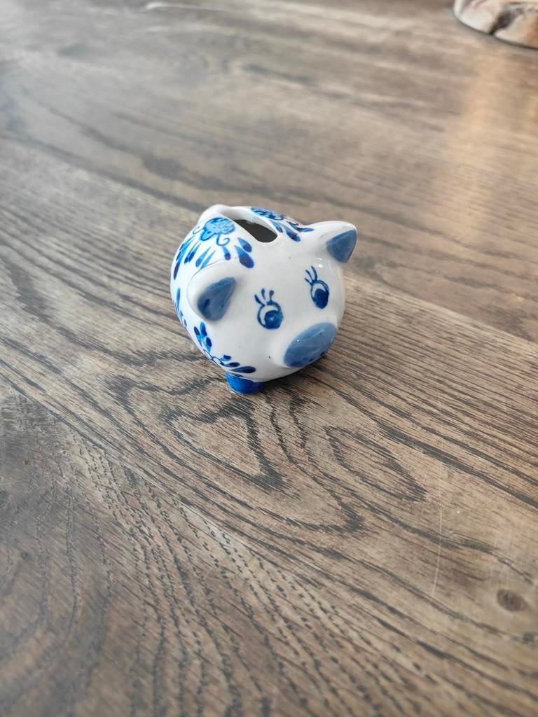 Mini Delfts Blauw Keramiek Spaarvarken, Ophalen of Verzenden, Gebruikt, Steen, Aardewerk of Keramiek, Dier