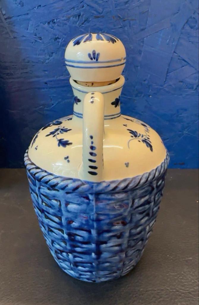 Delfts Blauw Karaf met Mandpatroon en Bloemenmotief, Ophalen of Verzenden