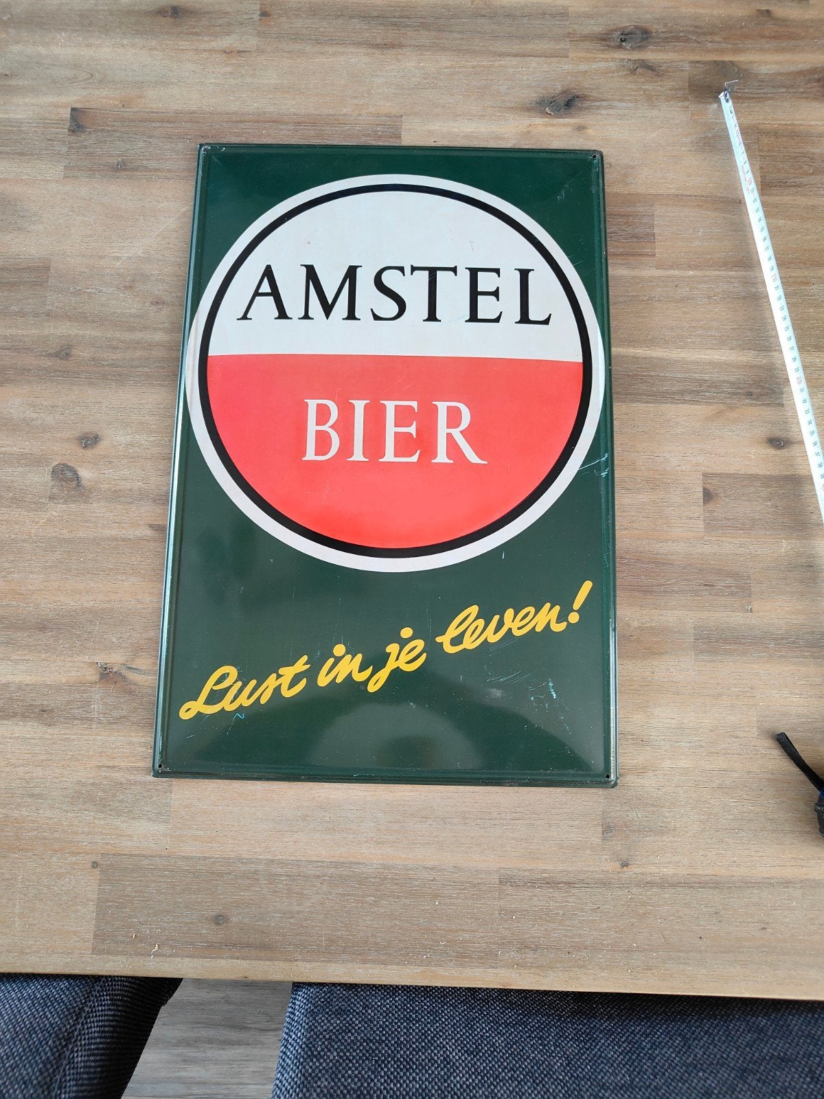 Vintage Amstel Bier reclamebord - 'Lust in je leven!', Ophalen of Verzenden