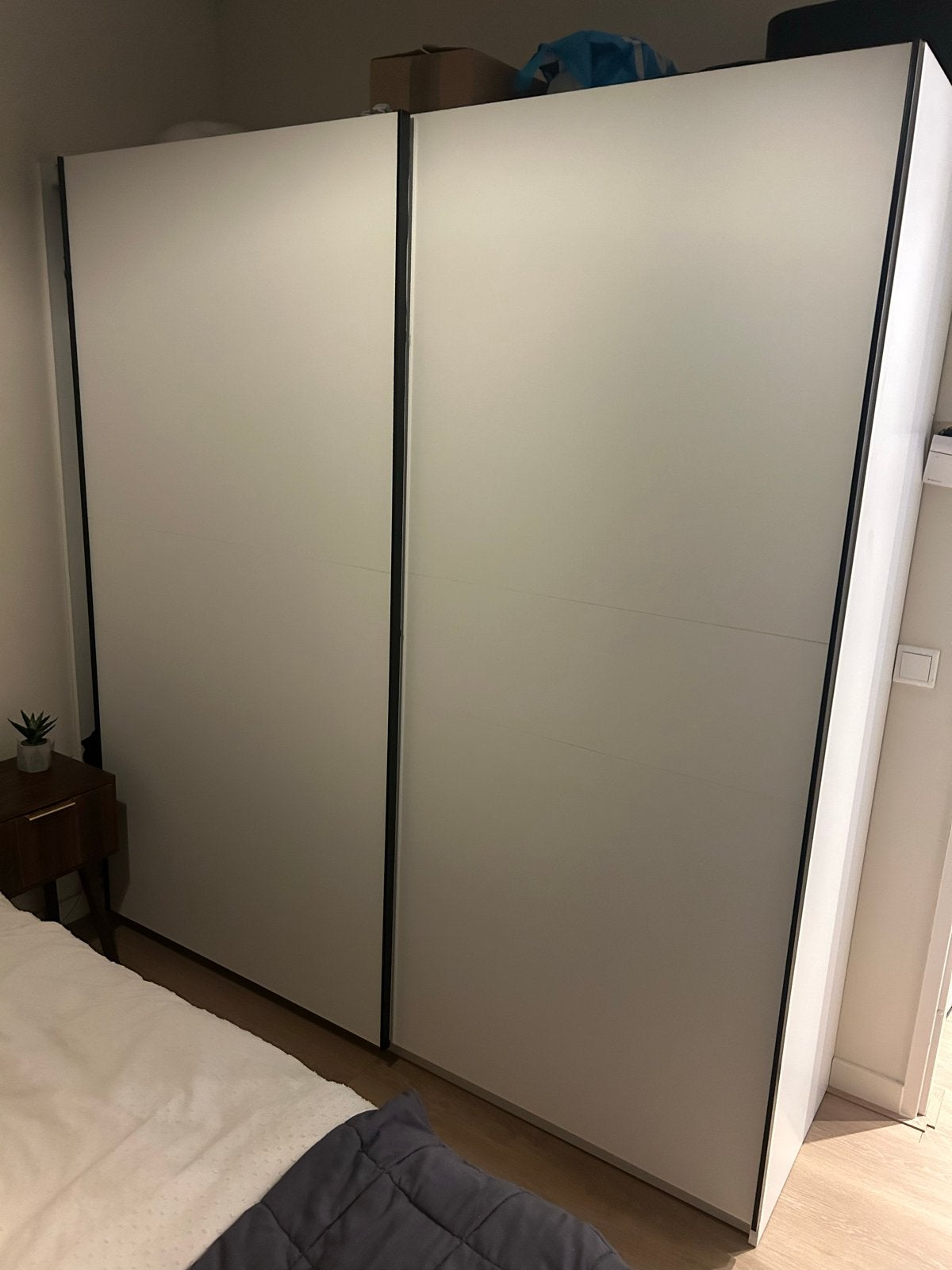 Witte schuifdeurkast Genua - 204x200x60 cm, Ophalen, Met plank(en), Gebruikt, 200 cm of meer
