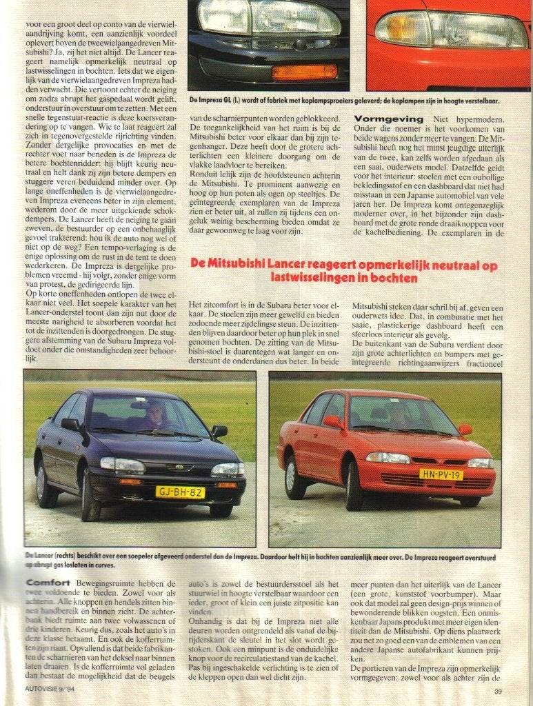 Autovisie dubbeltest Mitsubishi Lancer en Subaru Impreza, Ophalen of Verzenden, Gelezen, Overige merken