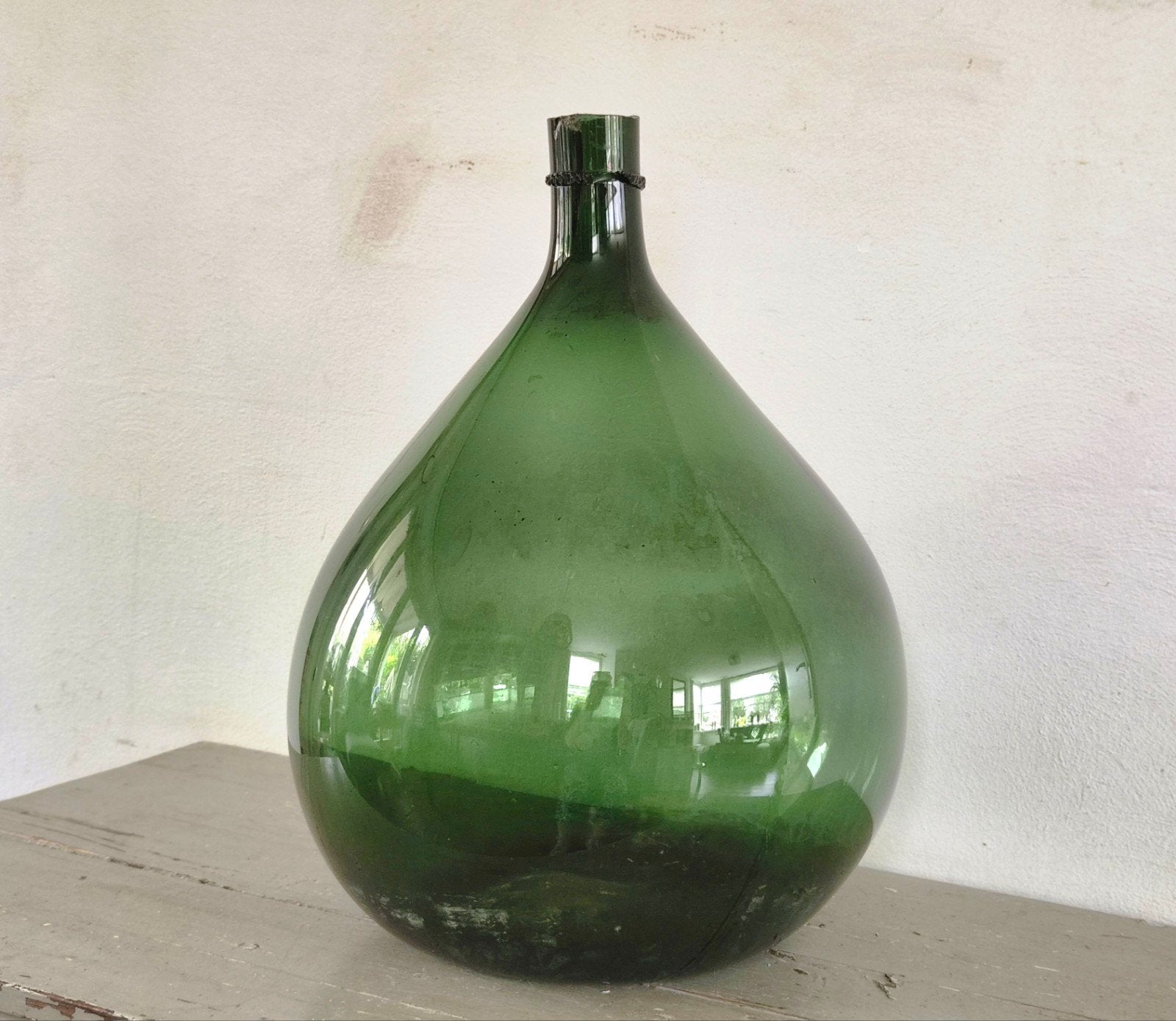 Grote groene Franse gistfles wijnfles Jeanne Damme, Ophalen, Frankrijk, Rode wijn