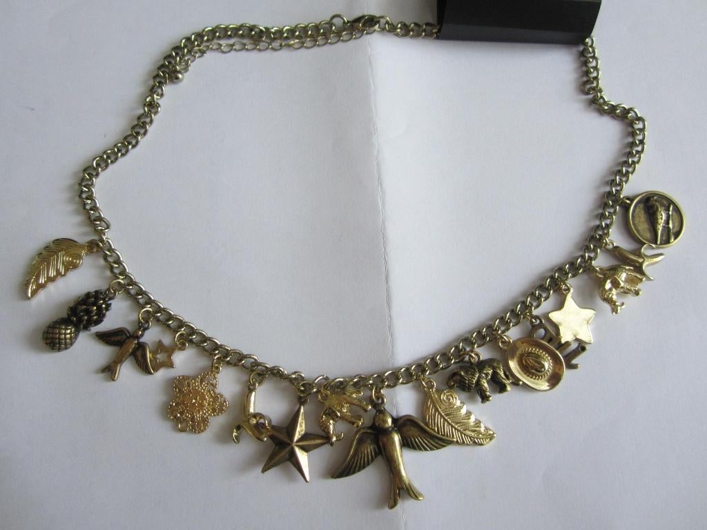ketting 44 cm met bedels, Overige materialen, Verstelbaar, Nieuw, Ophalen of Verzenden