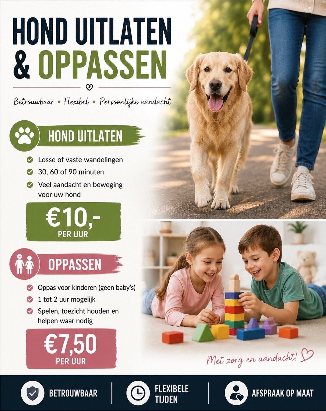 Honden uitlaten , oppas kinderen, Diensten en Vakmensen, Oppas en Kinderopvang, Oppas aan huis