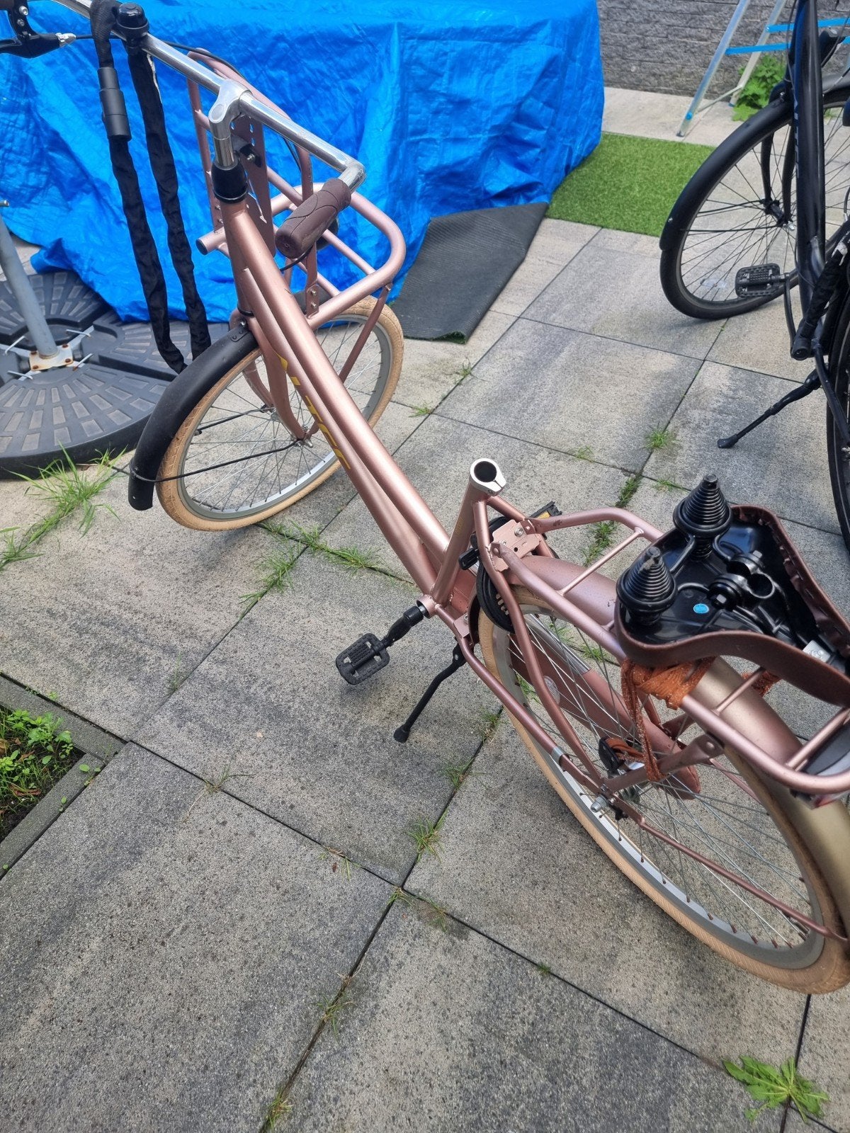 Roze transportfiets met voordrager, Overige merken, Terugtraprem, Ophalen of Verzenden, 50 tot 53 cm