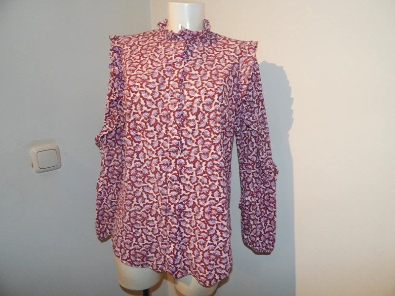 Studio Anneloes travel stof blouse drukkers print roesjes M, Maat 38/40 (M), Studio Anneloes, Zo goed als nieuw, Meerkleurig