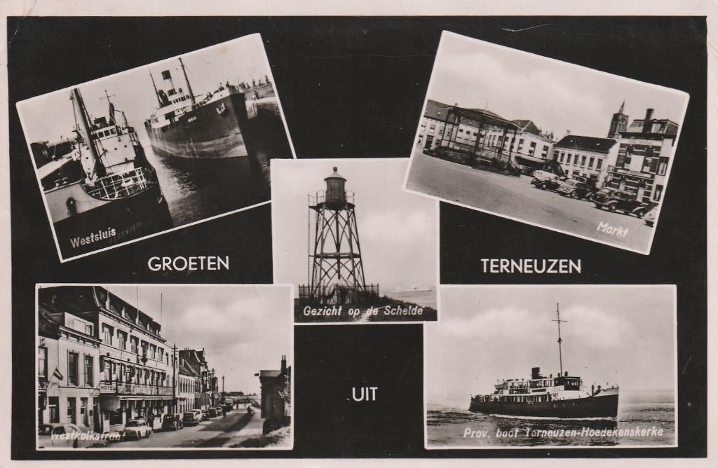 TERNEUZEN  Sluis Westkolkstraat Vuurtoren Markt Veerboot, Verzenden, 1940 tot 1960, Gelopen, Zeeland