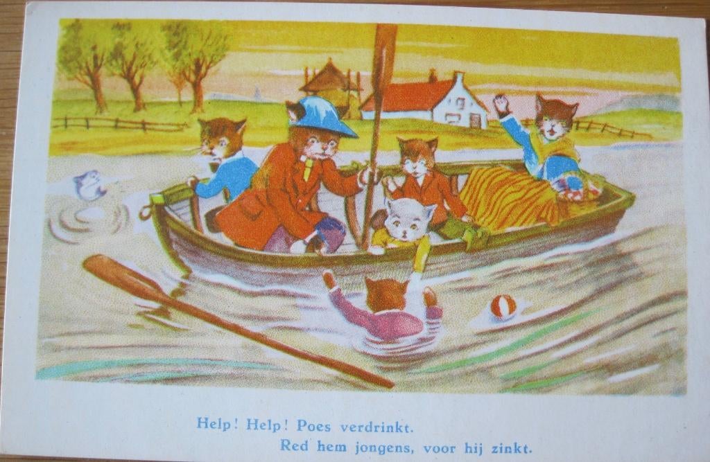 Poes - help help poes verdrinkt, red hem voor hij zinkt, Verzenden, 1960 tot 1980, Gelopen, Hond of Kat