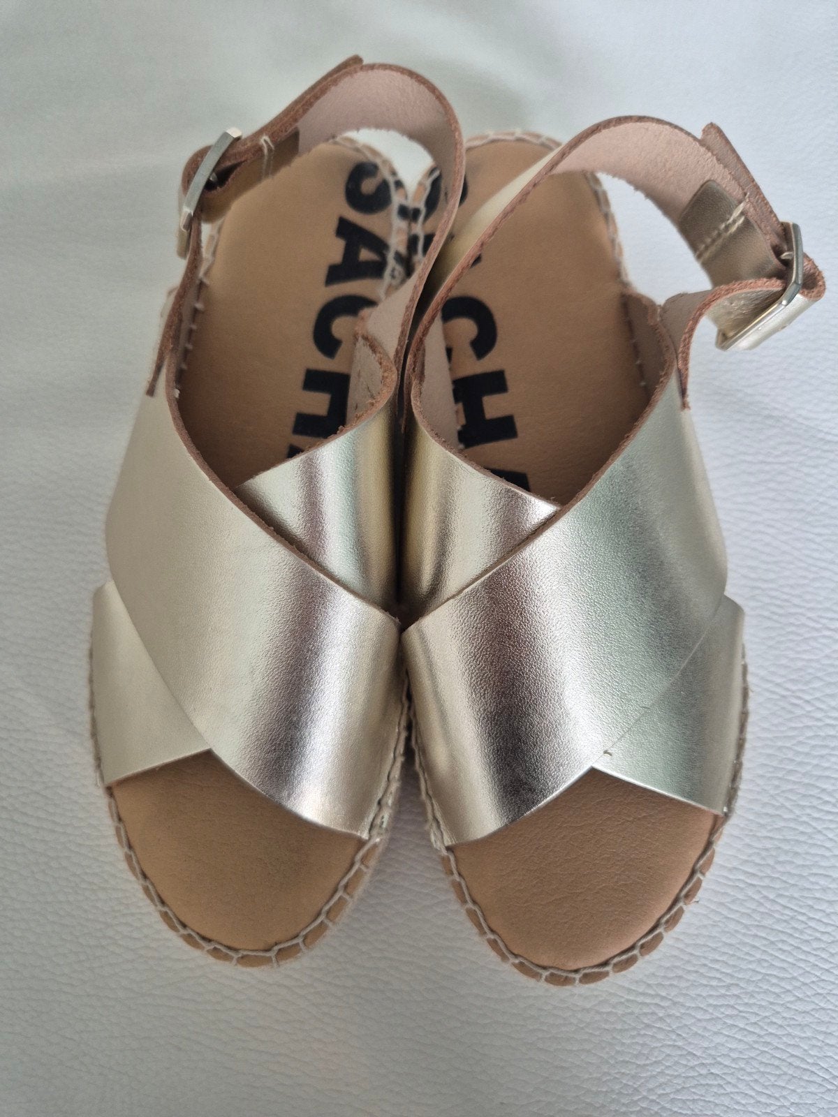 Gouden Sacha Espadrille Sandalen Maat 38, Kleding | Dames, Schoenen, Zo goed als nieuw, Sandalen of Muiltjes, Overige kleuren
