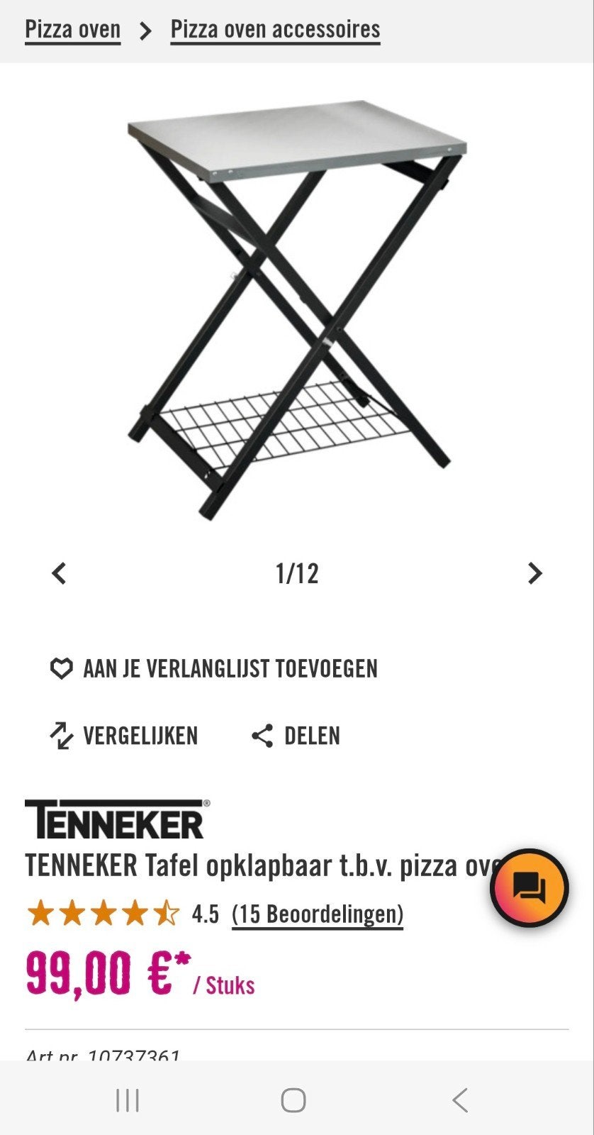 Tenneker tafel nauwelijks gebruikt, Ophalen, Zo goed als nieuw, Rechthoekig, Aluminium