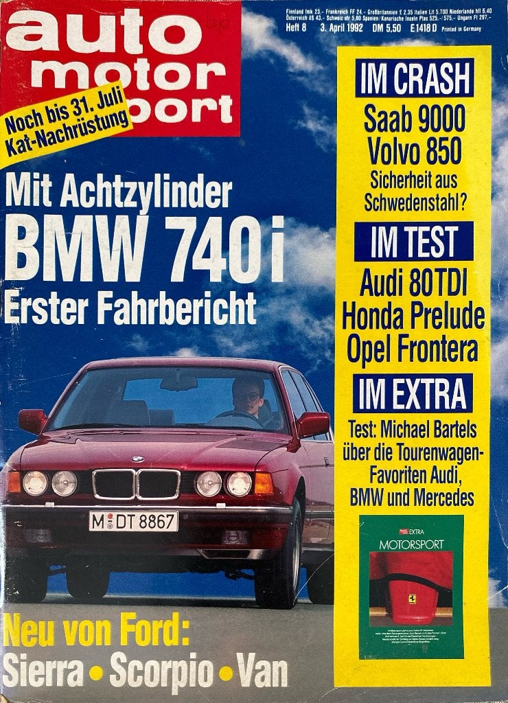 Auto Motor und Sport Magazine April 1992 - BMW 740i Test, Ophalen of Verzenden, Gelezen, BMW