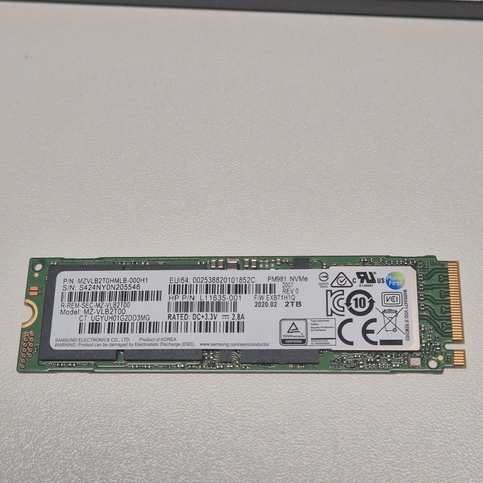 Samsung PM981 2TB Nvme SSD 2280, Intern, 2TB, Gebruikt, Verzenden