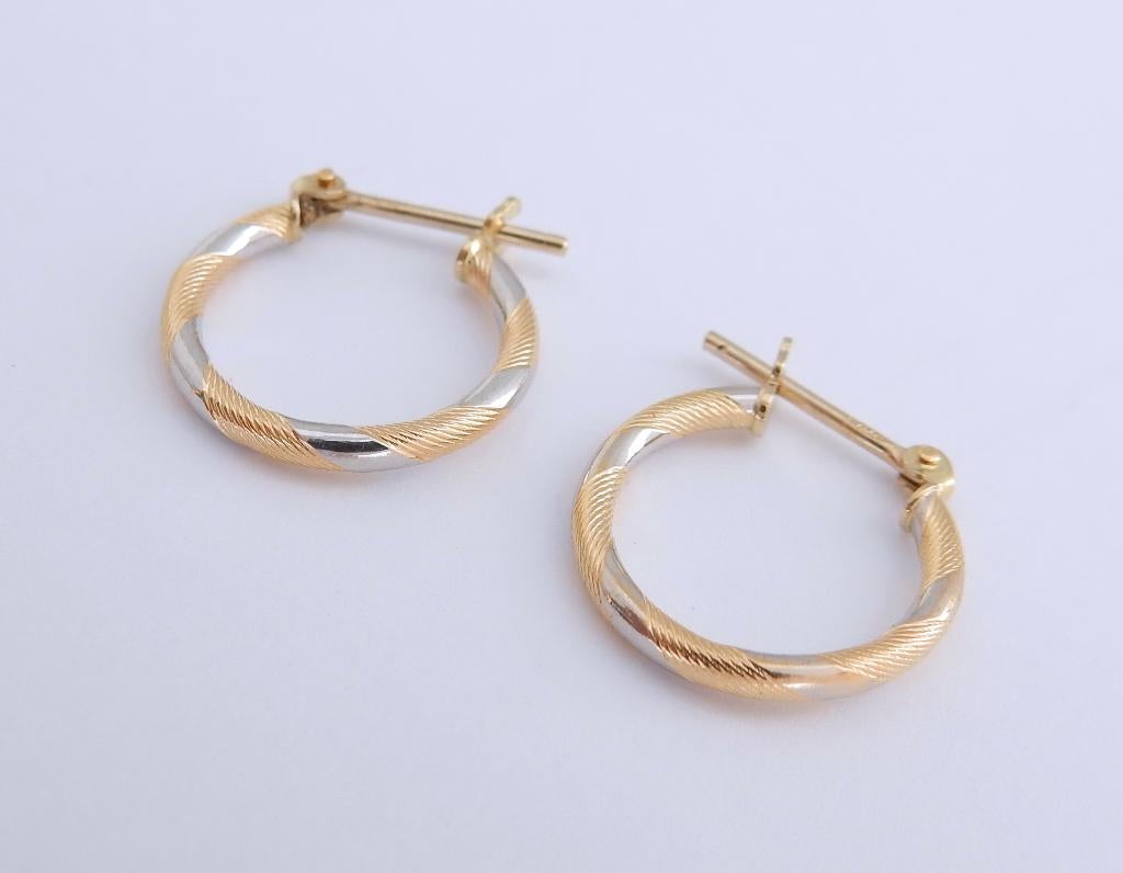 Kleine 18 karaat Gouden Bicolor Creool Oorbellen Oorringen, Jw, Verzenden, Nieuw, Info@juwelenwereld.nl