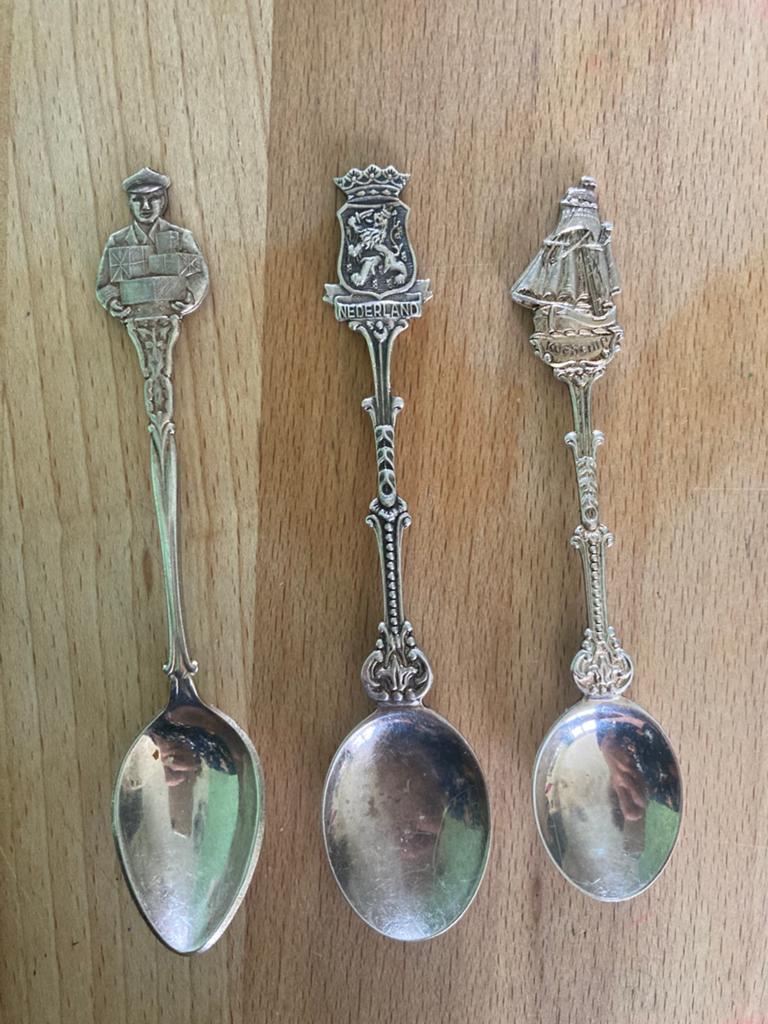 Vintage set van 3 lepeltjes DE en terMeulen post, Ophalen of Verzenden