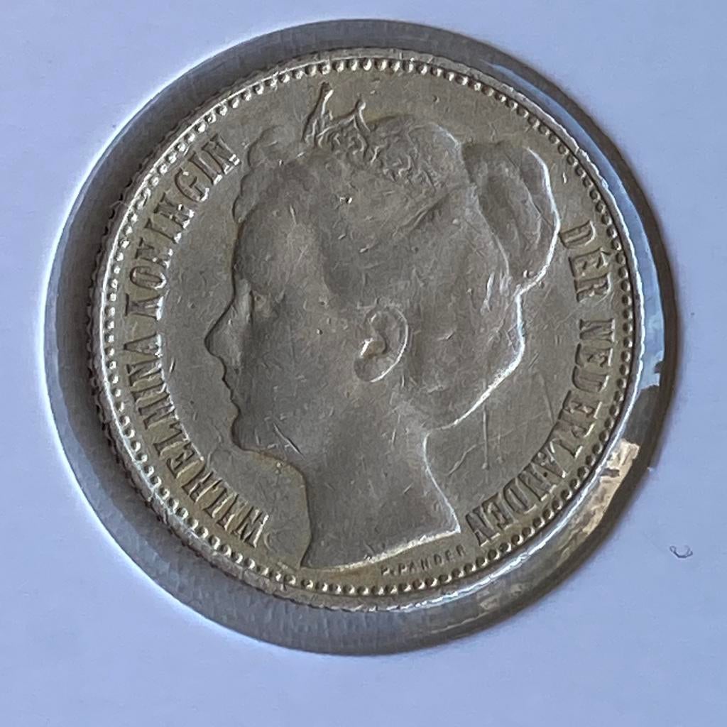 Halve Gulden Zilver uit 1906 van Wilhelmina, Postzegels en Munten, Munten | Nederland, ½ gulden, Verzenden, Zilver, Koningin Wilhelmina