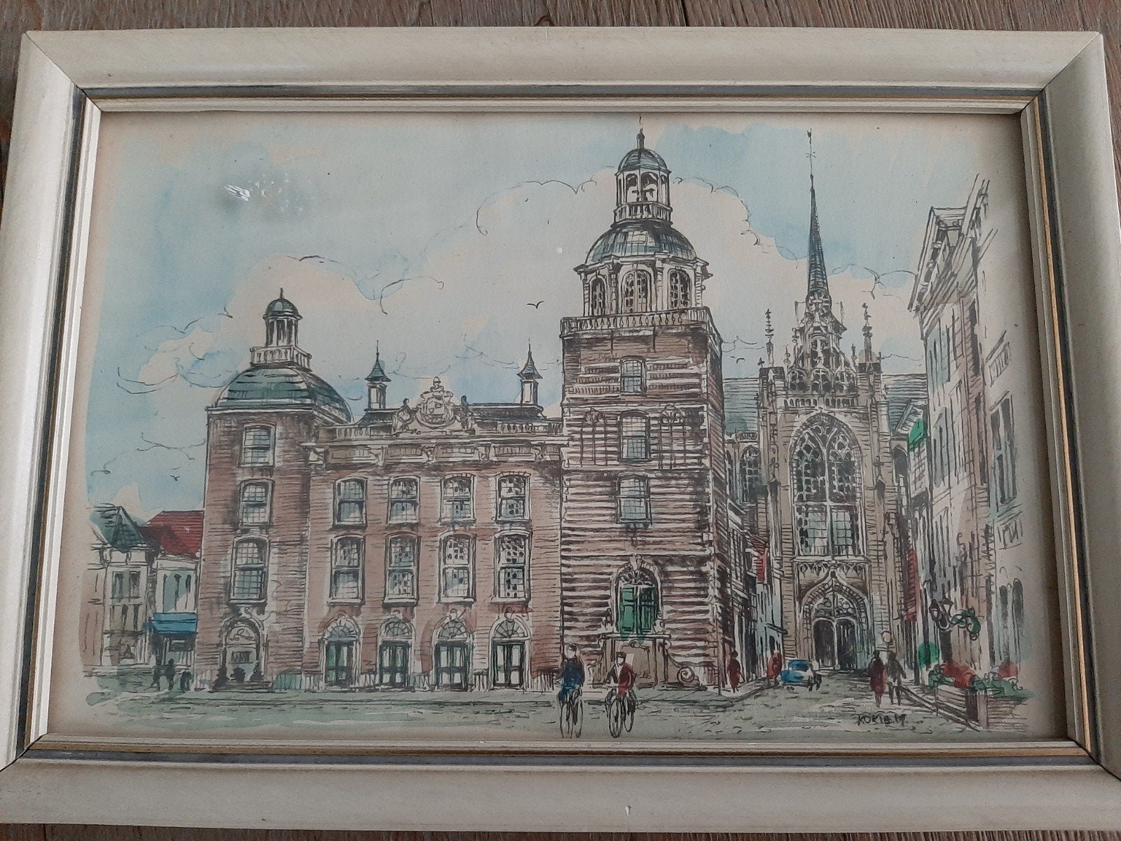 Vintage ingelijste prent, Ophalen of Verzenden