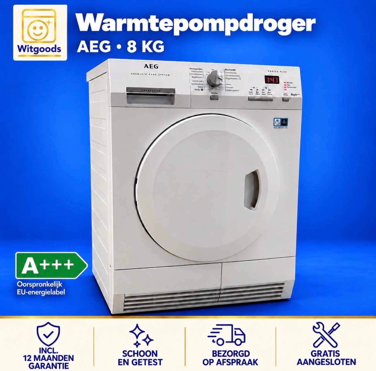 ✅ZUINIG ! AEG 8 kg Warmtepompdroger A+++ | 12 mnd GARANTIE