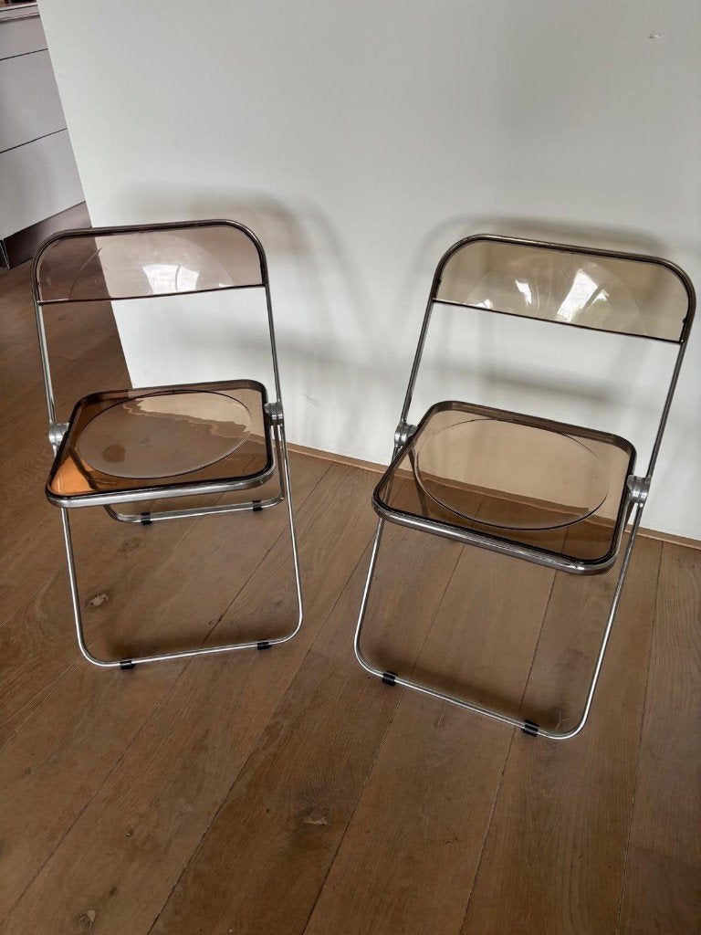 Castelli Plia stoelen Mid-Century, Design, Italiaans, Huis en Inrichting, Stoelen, Ophalen, Gebruikt, Twee, Bruin
