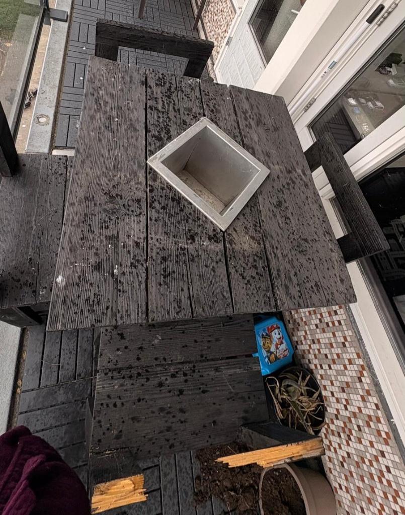 Unieke houten tuinset met ingebouwde drankenkoeler / ijsbak, Tuin en Terras, Ophalen, Gebruikt