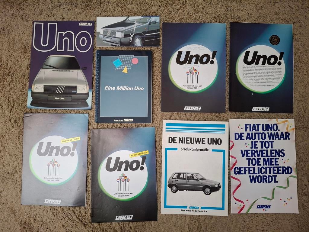 Uitgebreid lot autofolders Fiat Uno, Boeken, Auto's | Folders en Tijdschriften, Verzenden, Gelezen, Overige merken