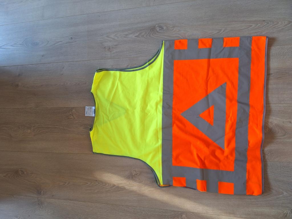 Verkeersregelaars hes geel/oranje met reflecterende strepen, Ophalen of Verzenden, Gebruikt