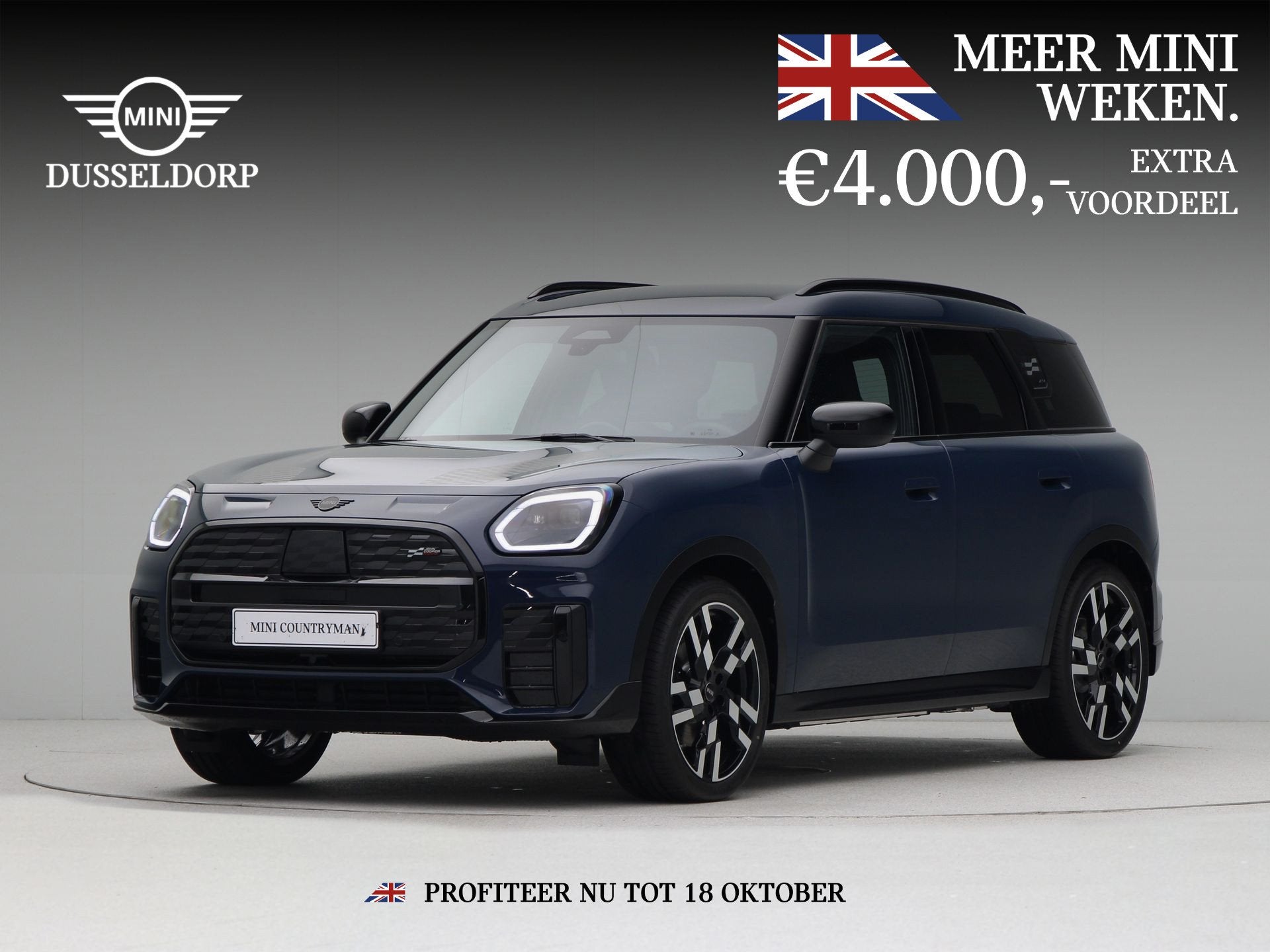 MINI Countryman SE ALL4 John Cooper Works Pakket S PRIVATE L, Auto's, Automaat, Zwart, Countryman, Blauw