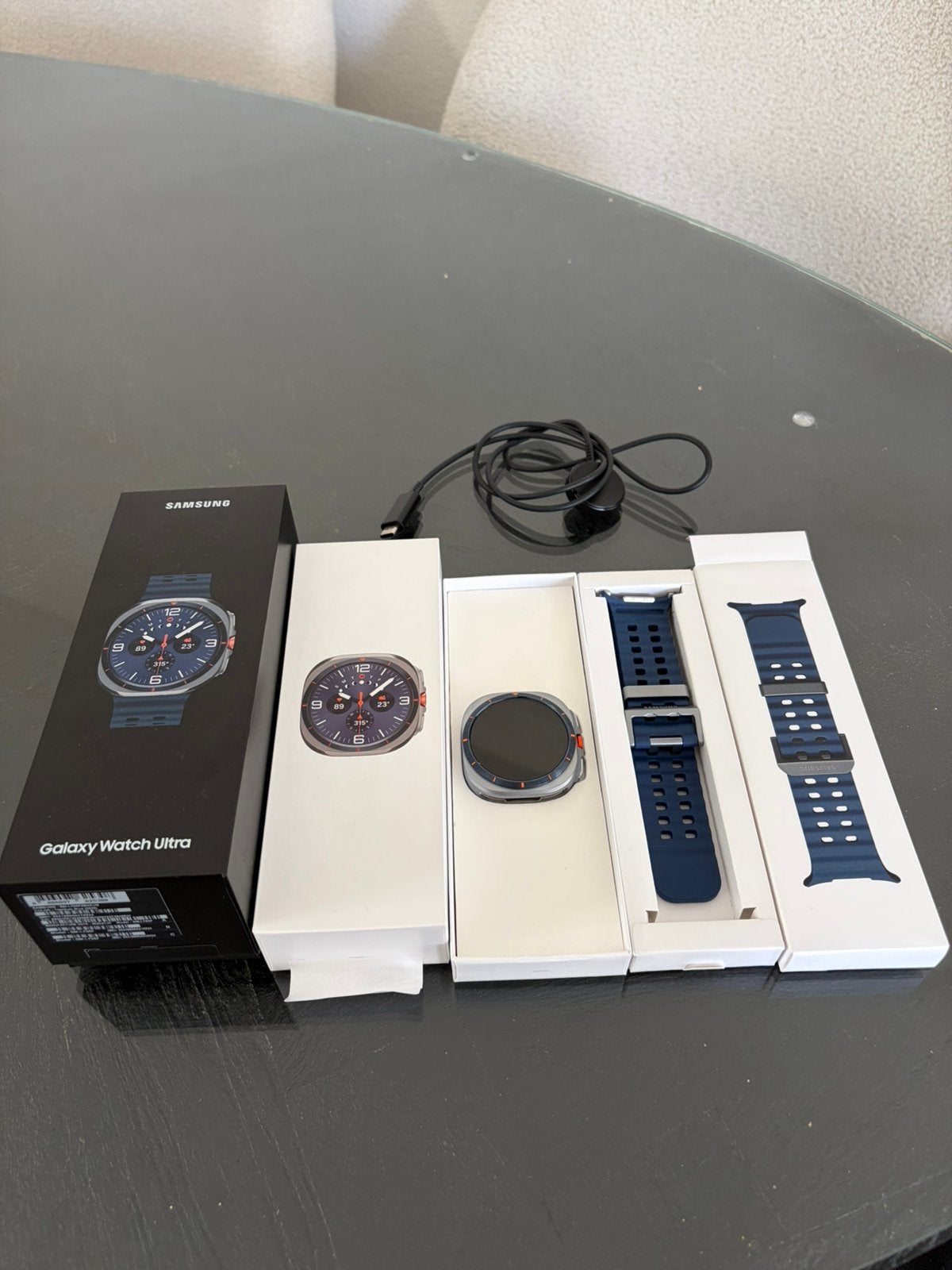 Samsung Galaxy Watch Ultra 2025 47mm LTE Titanium Blue, Blauw, Ophalen of Verzenden, Zo goed als nieuw, Conditie