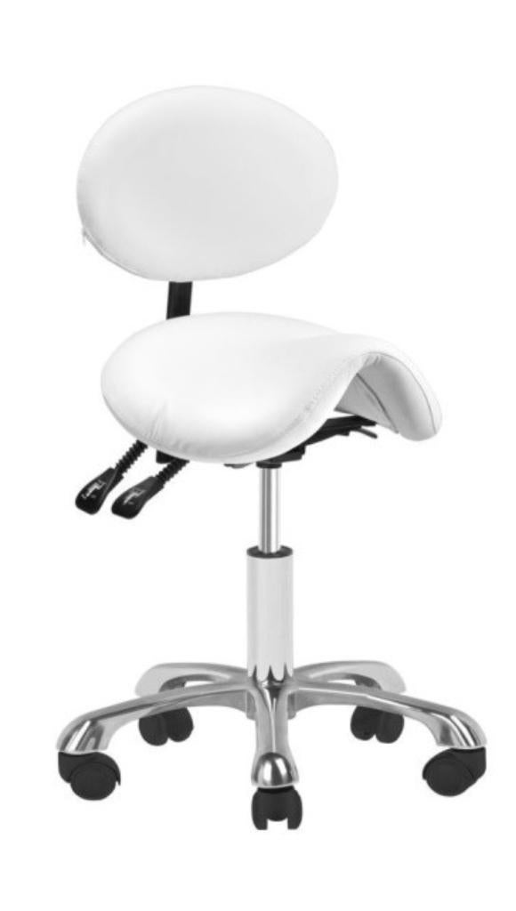Hoge Witte zadelstoel cosmetic tabouret, beauty kapsalon, Ophalen, Nieuw, Wit, Eén