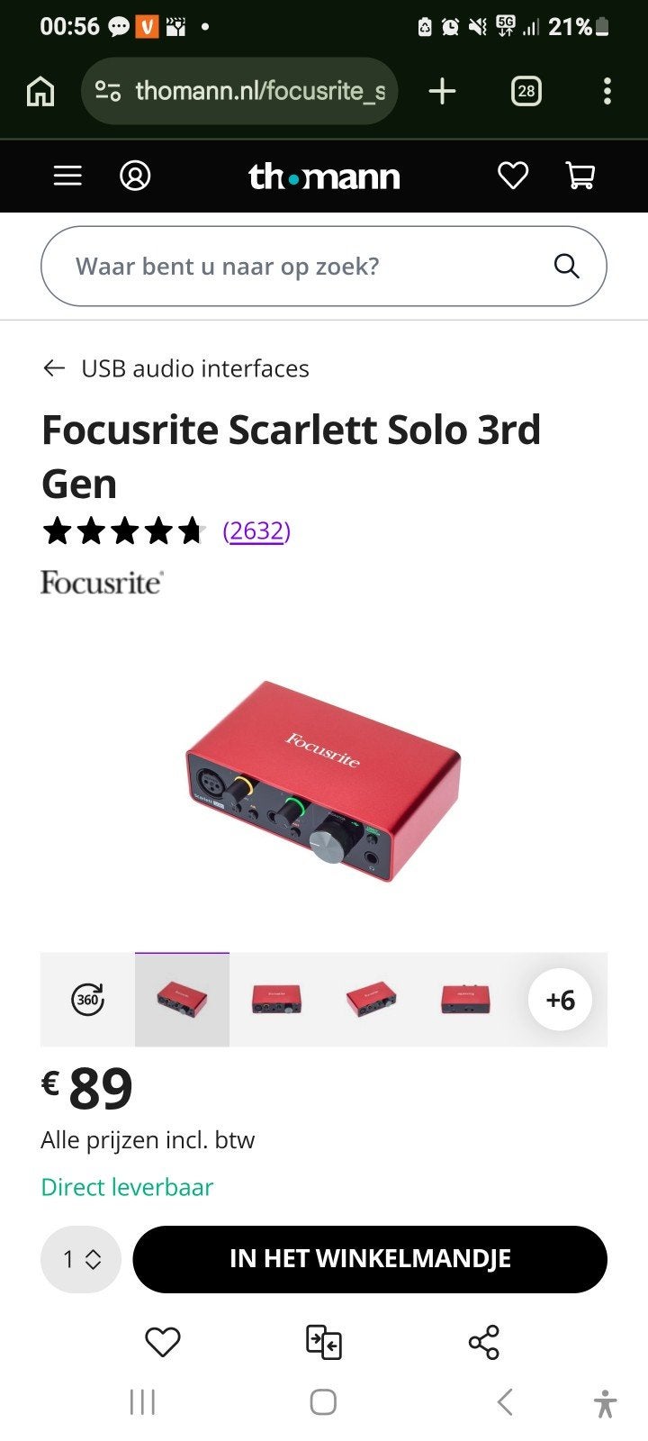 Focusrite Scarlett Solo 3rd Gen, Ophalen of Verzenden