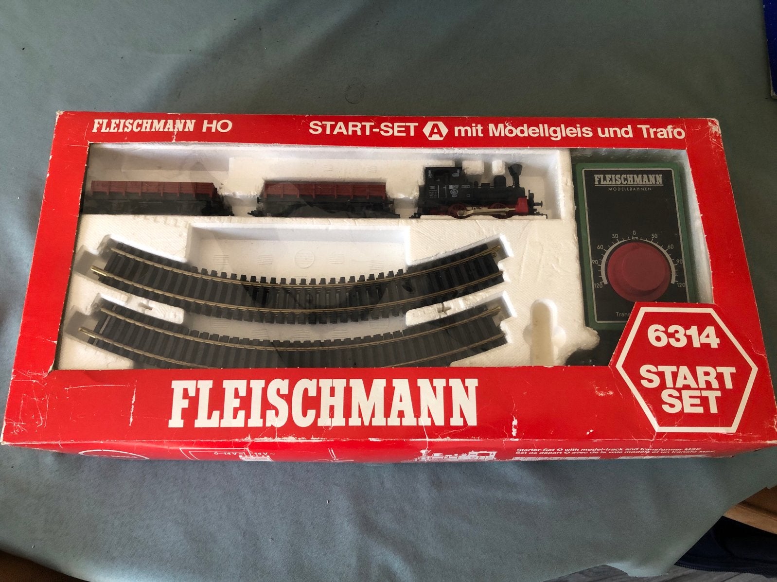 Fleischmann HO Startset 6314 met Locomotief, Wagons en Rails, Ophalen, Gelijkstroom, Fleischmann, Analoog