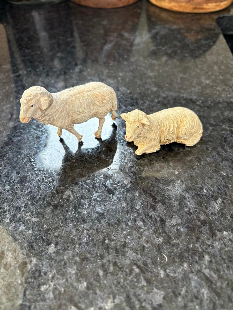 Zeldzame Brocante elastolin Schaap&ram -  pasen of kerst, Antiek en Kunst, Curiosa en Brocante, Ophalen of Verzenden