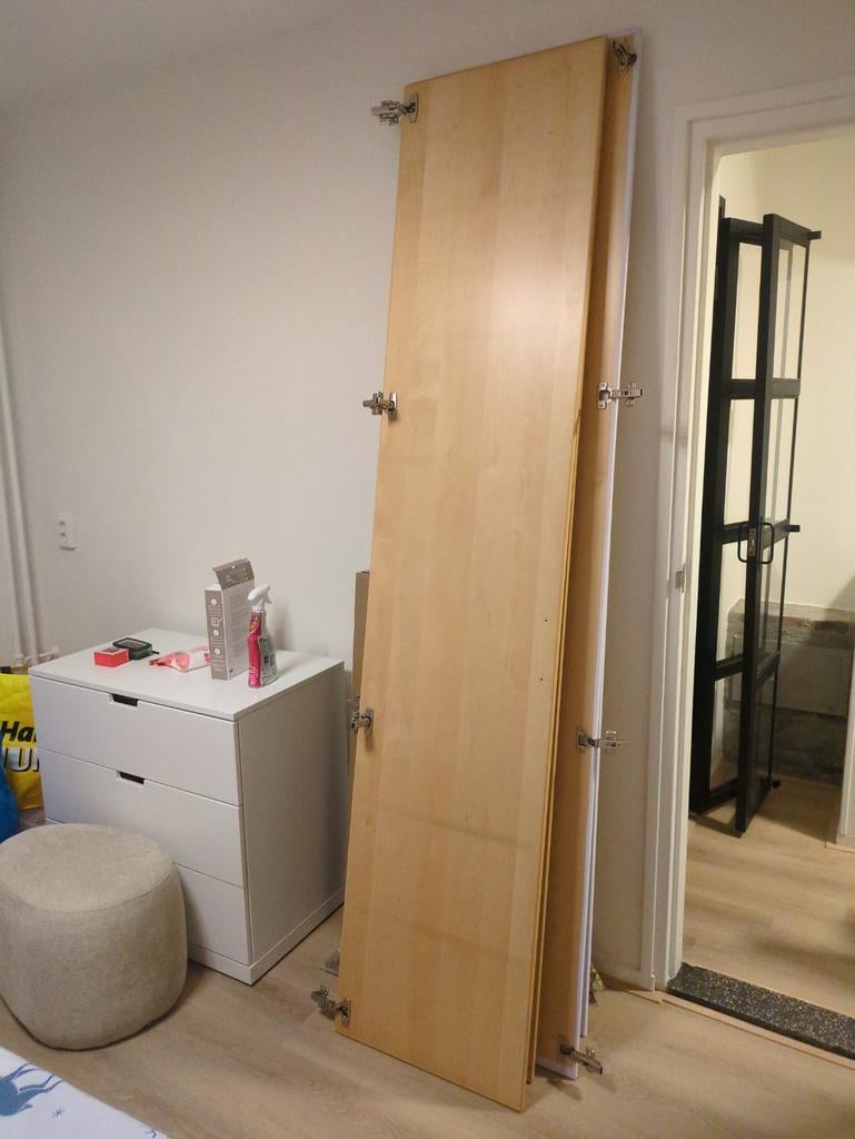 7x IKEA Pax deuren (Berkenfineer) met scharnieren, Ophalen, Minder dan 50 cm, Gebruikt, 200 cm of meer