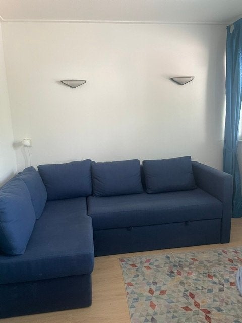 bedbank, Huis en Inrichting, Slaapkamer | Bedden, Ophalen, Gebruikt, Blauw, Tweepersoons