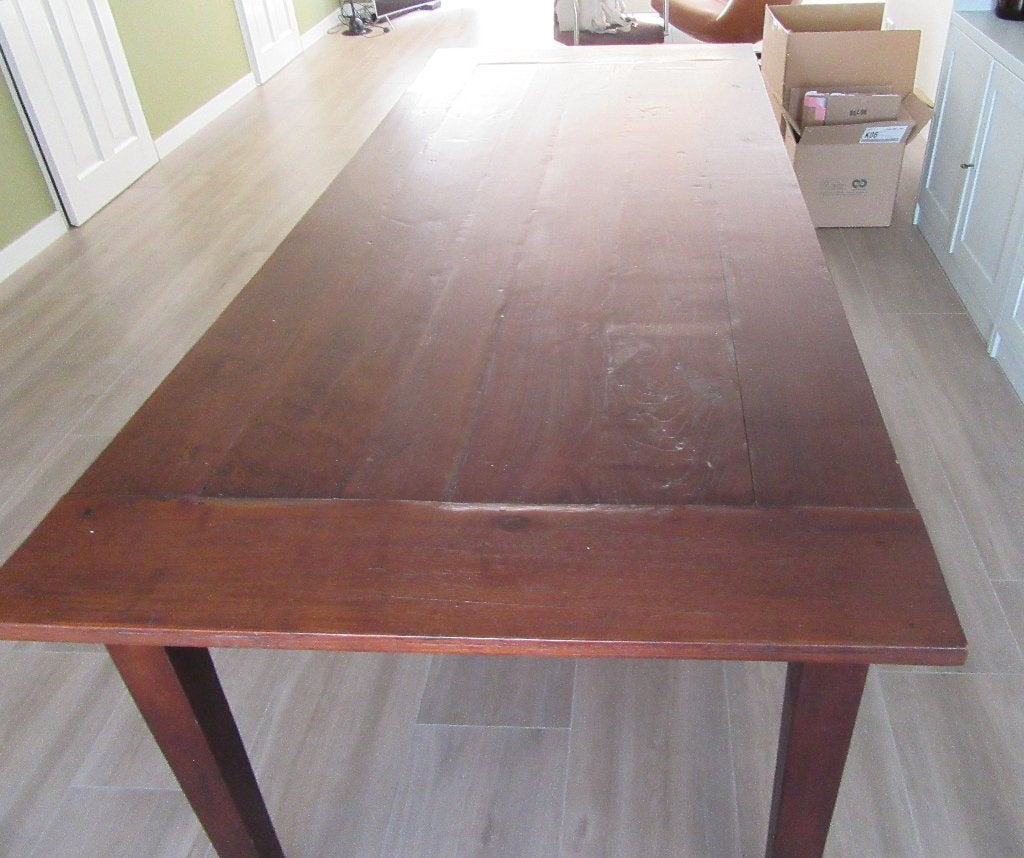 eetkamertafel met 5 stoelen, Huis en Inrichting, Ophalen, Gebruikt, Teakhout, 200 cm of meer