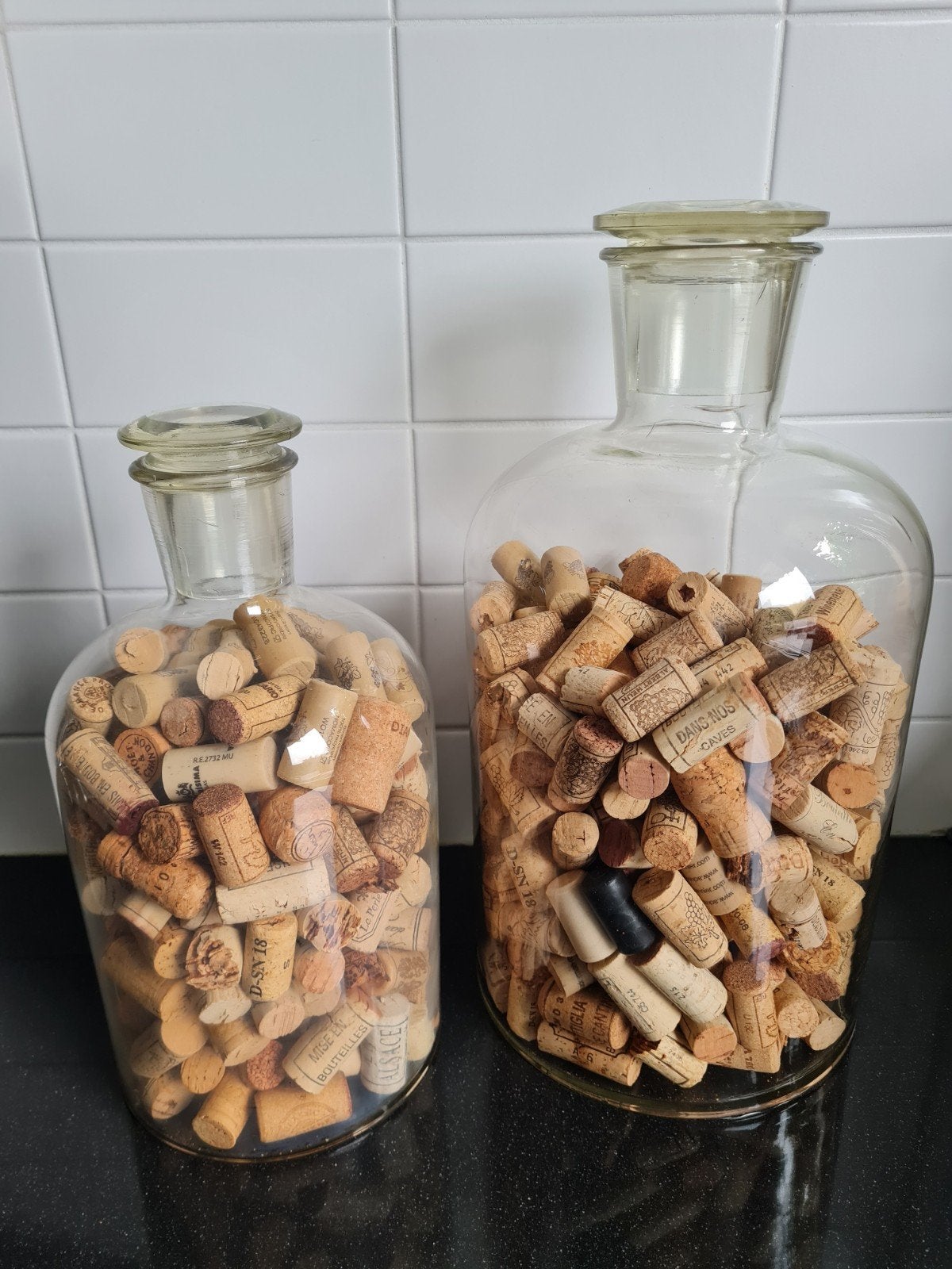 2 glazen potten met kurken, Glas, Ophalen