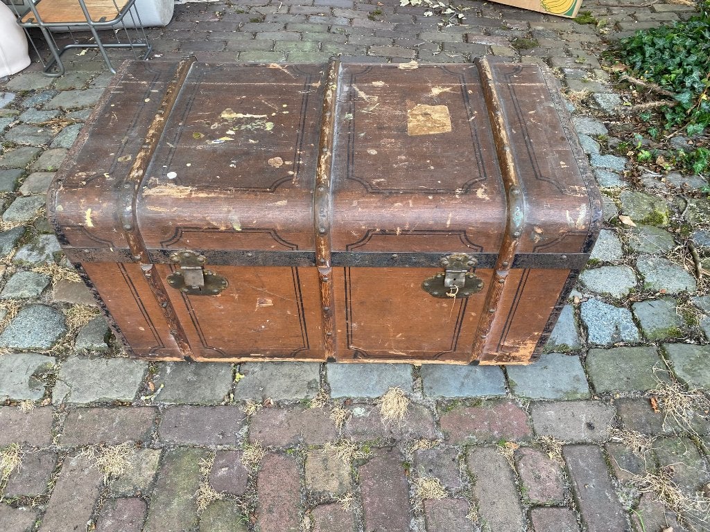 antieke hutkoffer, reiskoffer, Antiek en Kunst, Ophalen