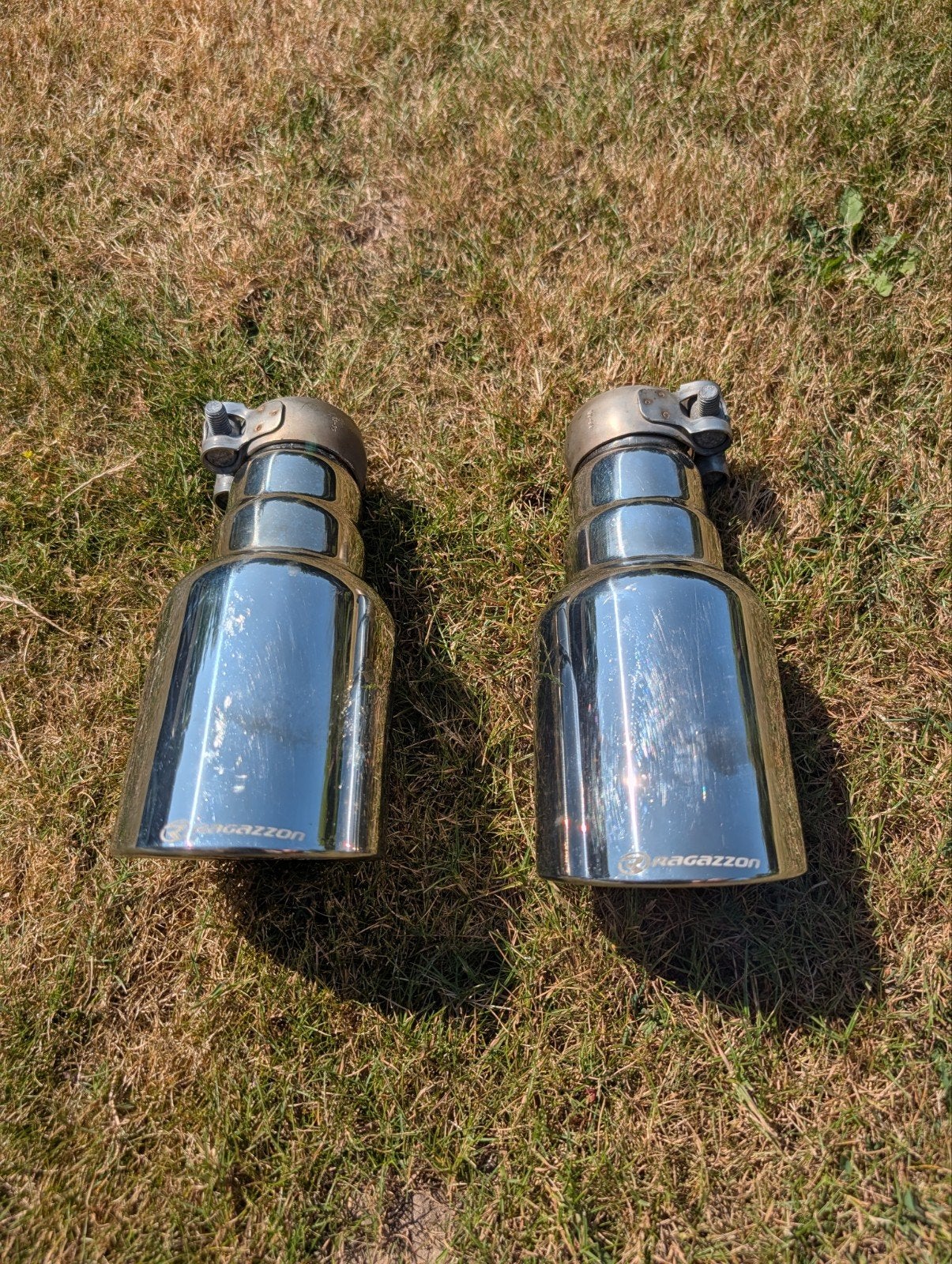2x Ragazzon 59.0008.61 RVS uitlaatsierpijp 102 mm schuin, Auto-onderdelen, Ophalen of Verzenden, Gebruikt