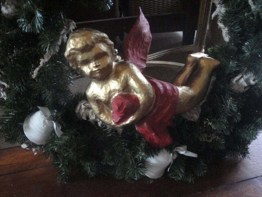 antieke papier machee engel kerst, Diversen, Ophalen of Verzenden