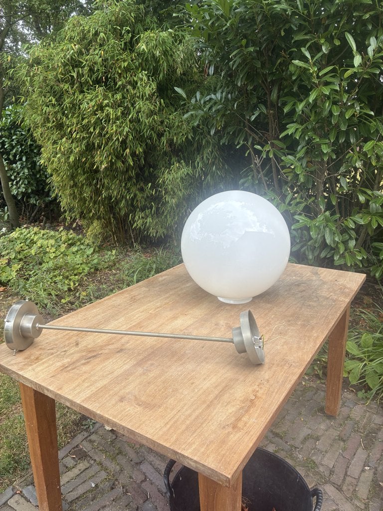stijlvolle bolvormige hanglamp, design, Huis en Inrichting, Lampen | Hanglampen, Ophalen, Gebruikt, Overige fittingen, Glas
