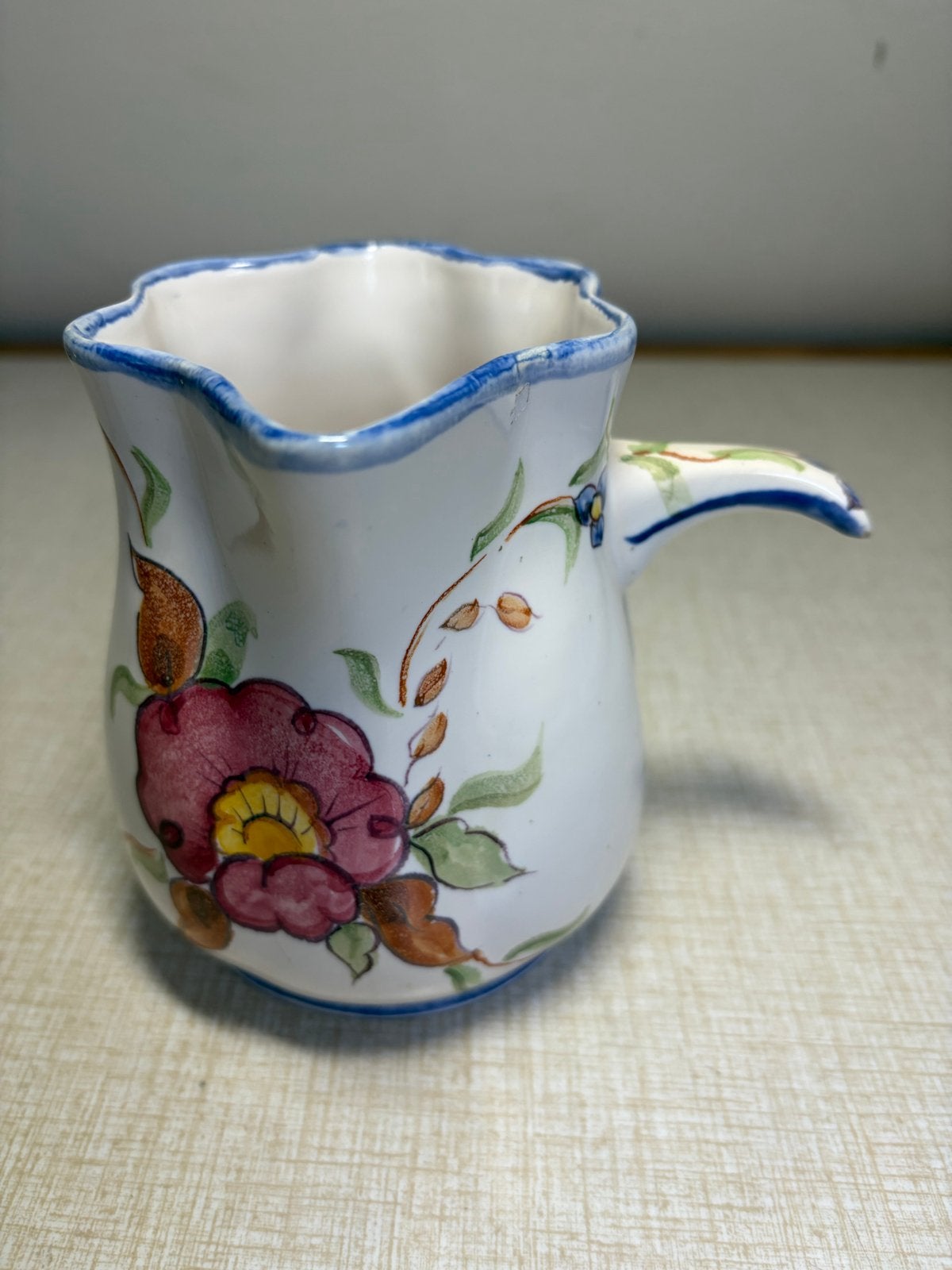 Antieke Melkkan met Bloemenpatroon - Handgeschilderd, Antiek en Kunst, Ophalen of Verzenden
