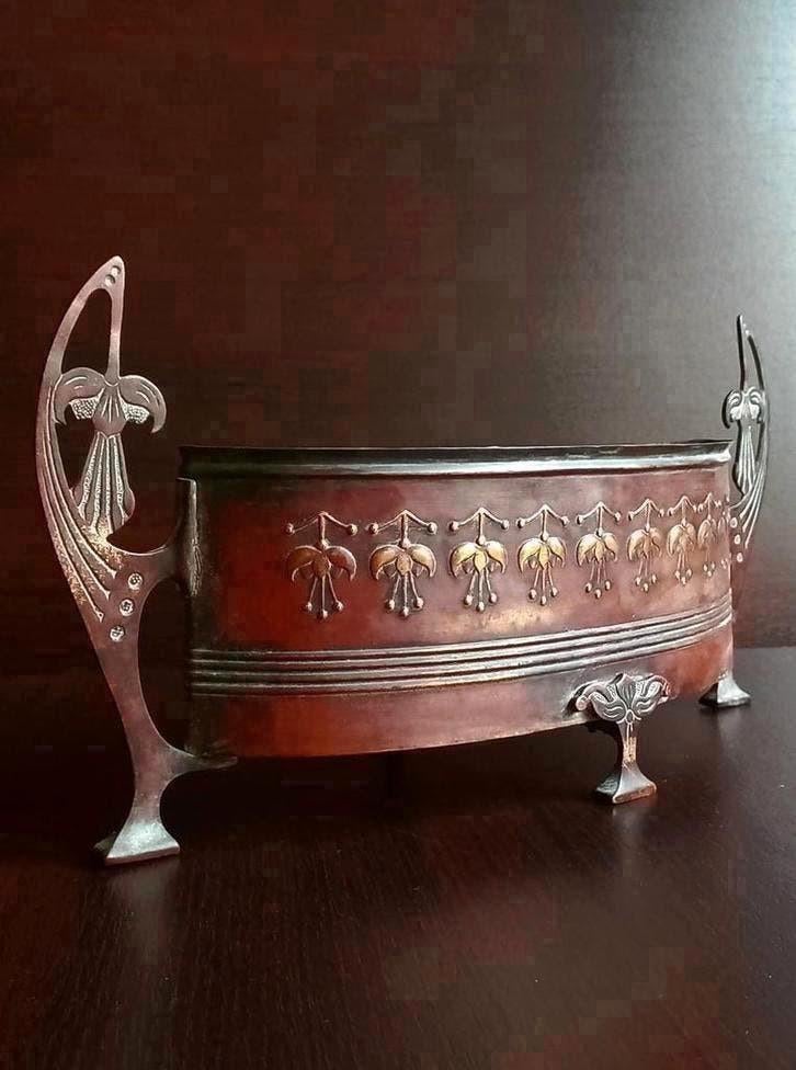 Art Nouveau Jardiniere in Brons Mounting , Bronzen art, Ophalen of Verzenden, Brons