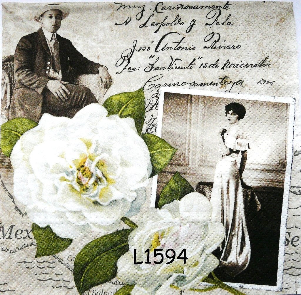Servetten decoupage/bullet journal - vintage L1594, Verzenden, Nieuw