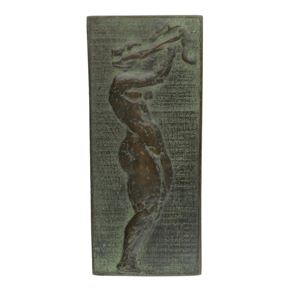 BRONZEN RELIËF Adri van Rooijen STAAND NAAKT MET HANDDOEK, Verzenden, Brons, Nederland