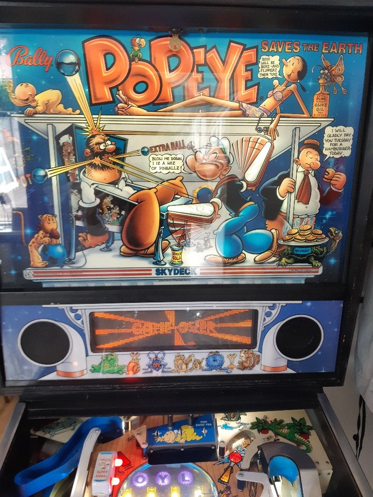 Flipperkast Popeye, Ophalen, Gebruikt, Bally, Dot-matrix