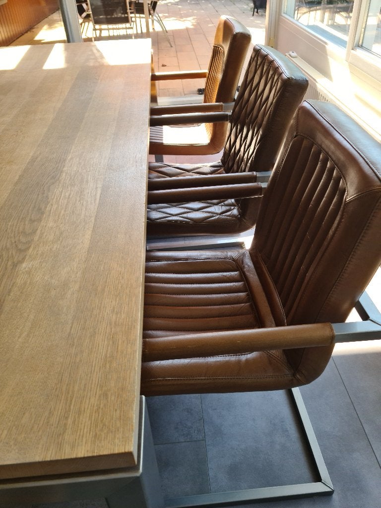 eettafel met 6 stoelen, Huis en Inrichting, Tafels | Eettafels, Ophalen, Gebruikt, 200 cm of meer, 50 tot 100 cm
