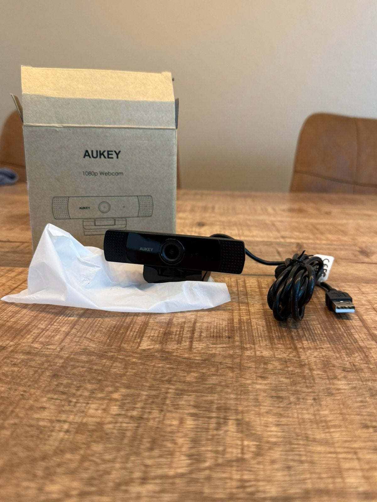 AUKEY 1080p Webcam – USB | Met originele doos & kabel, Ophalen of Verzenden, Nieuw, Bedraad